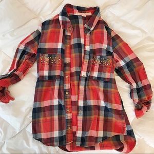 Orange studded flannel